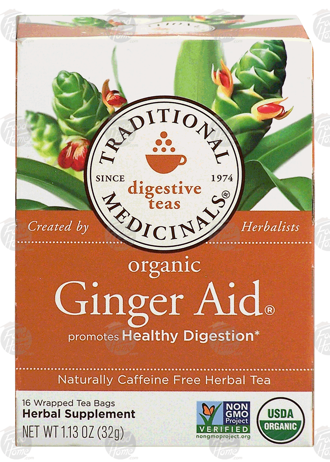 Traditional Medicinals Ginger Aid herbal tea, orgranic, caffeine free, promotes healthy digestion, 16-wrapped tea bags Full-Size Picture